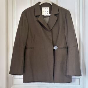 TRA MAD KE 100% Wool Structured Oversized Blazer Jacket Size 10